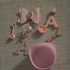Pink Glitter Bow and Accessories Set for water bottle